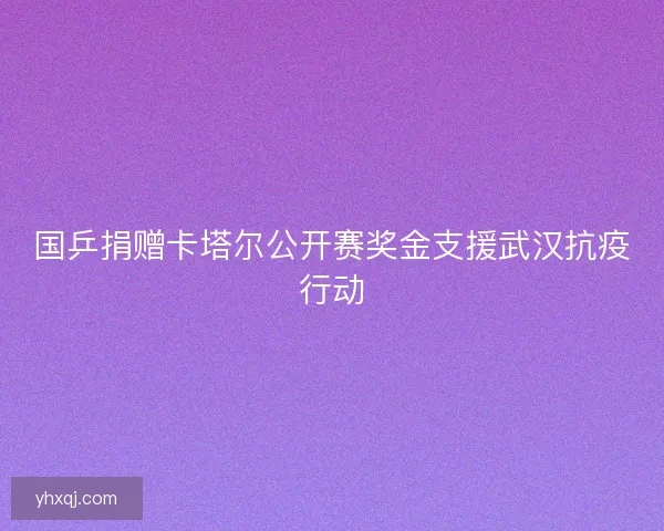 国乒捐赠卡塔尔公开赛奖金支援武汉抗疫行动