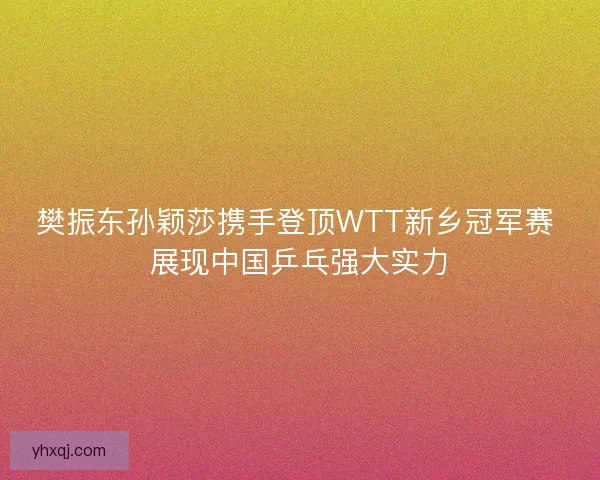 樊振东孙颖莎携手登顶WTT新乡冠军赛 展现中国乒乓强大实力